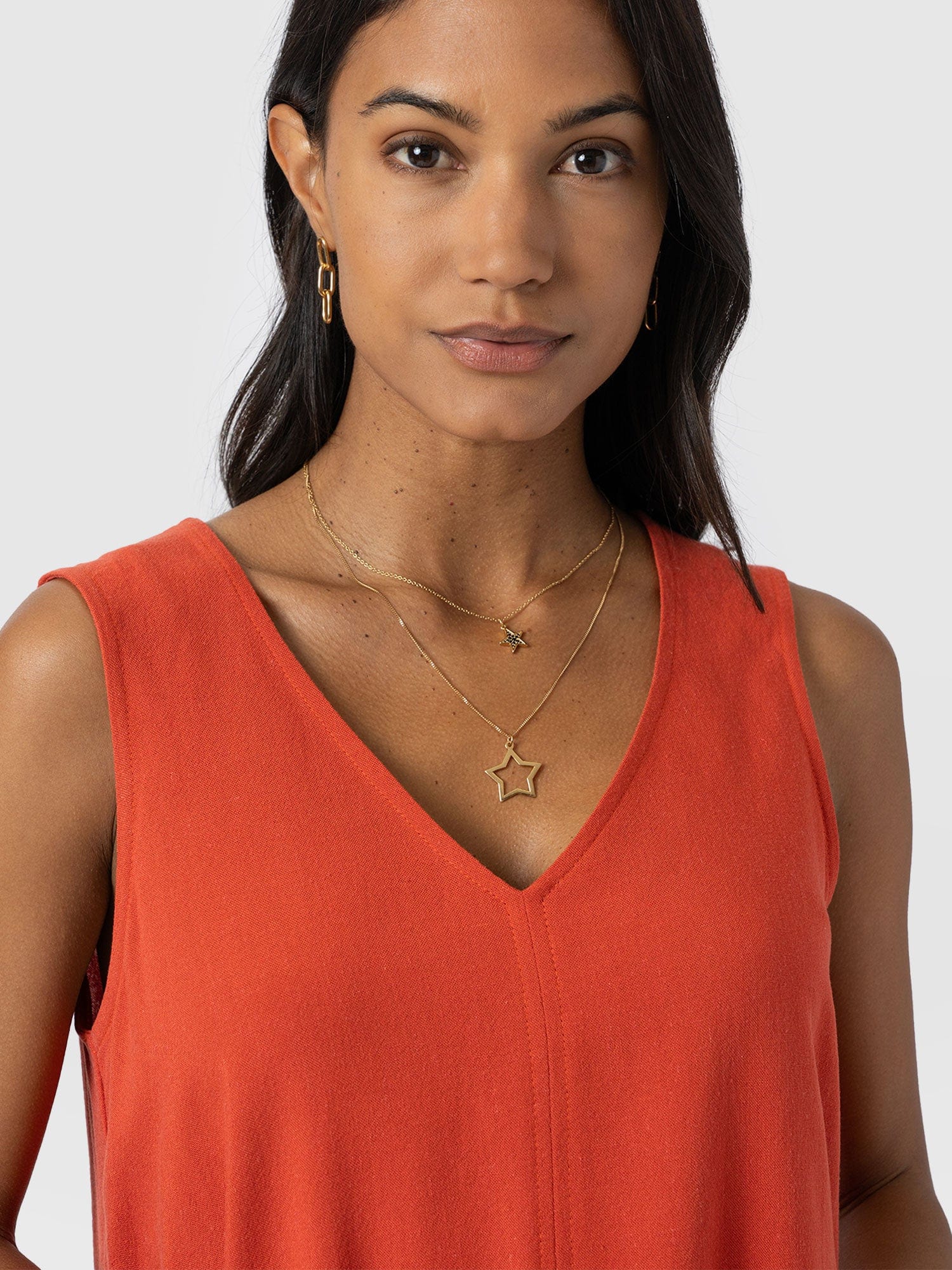 Corinne V Neck Tunic - Burnt Orange - Women's T-shirts | Saint + Sofia® USA